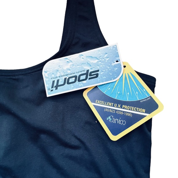 Sporti Lia Chlorine Resistant Black Tank One Piece Leotard Swimsuit Woman’s 8 - Picture 3 of 5